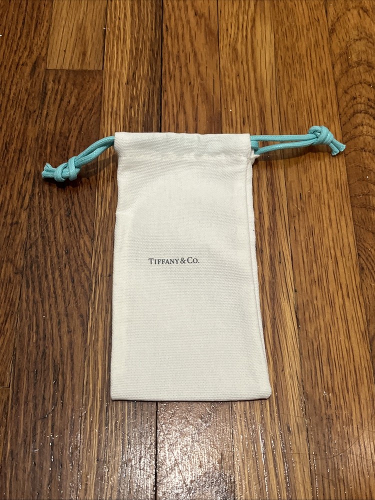 Tiffany & Co White Canvas Pouch with Blue Drawstring Bag