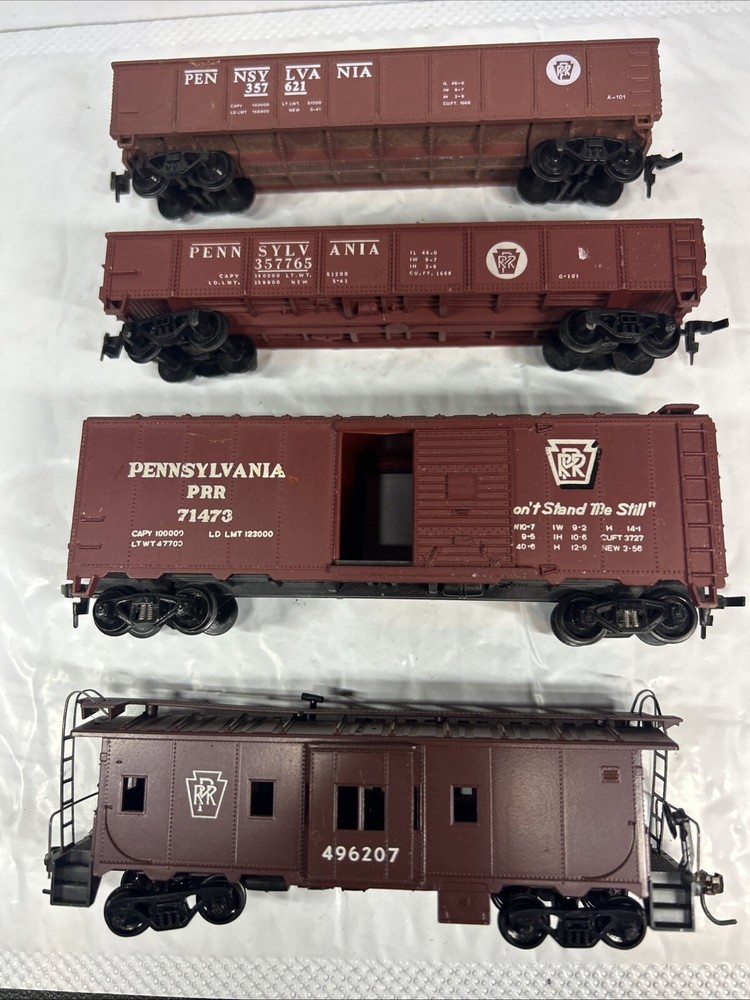 HO Scale PENNSYLVANIA PRR 71473 Box Car Hopper Coal Caboose Lot Cars 1/87