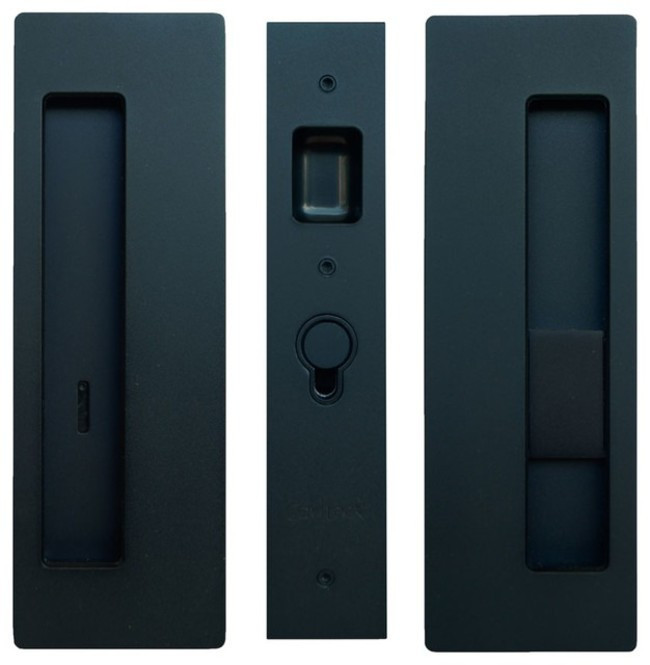Cavilock CL400B-PR-34-RH Magnetic Privacy Pocket Door Pull Set - Black
