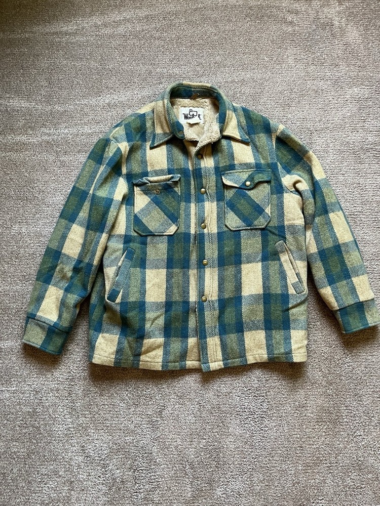 VTG 70’s Woolrich Plaid Sherpa Mens Coat