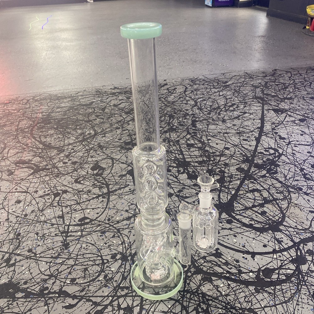 THICK  23” Bong Custom Glass Water Pipe HOOKAH *USA* Art Work Very Heavy