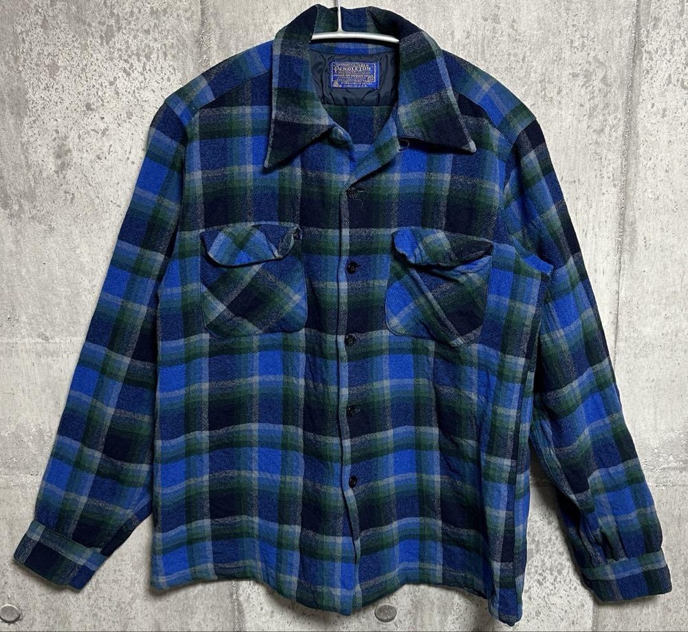 Good Color Scheme 70S Pendleton Wool Box Open Collar Board Shirt