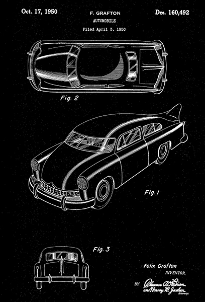1950 - Automobile - F. Grafton - Patent Art Poster