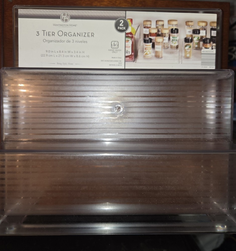 3 Tier Plastic Spice Rack Organizer 2 Pack for Cabinets