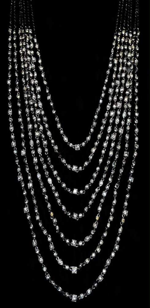 Vintage Givenchy Silver Tone Swarovski Crystal Multi-Strand Necklace Stunning