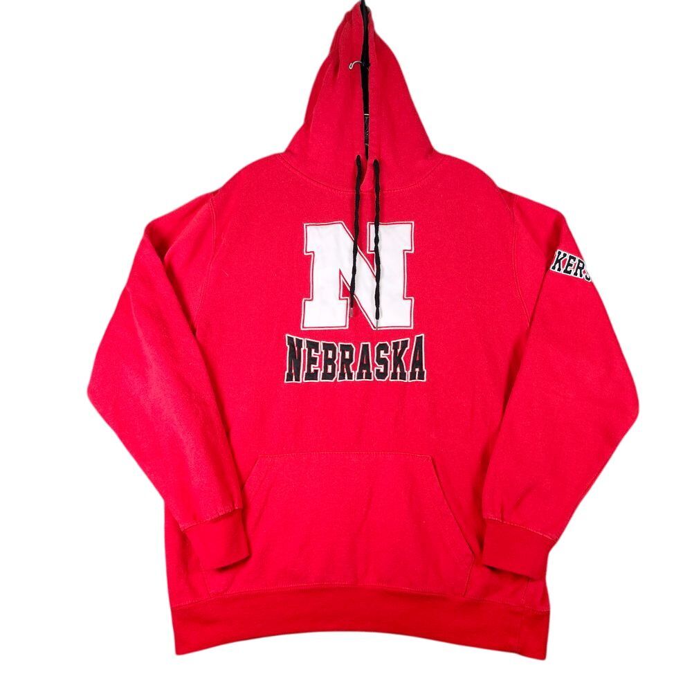 Colosseum Nebraska Huskers NCAA Football Red Pullover Hoodie Sweatshirt Size Large for Fans and Alumni