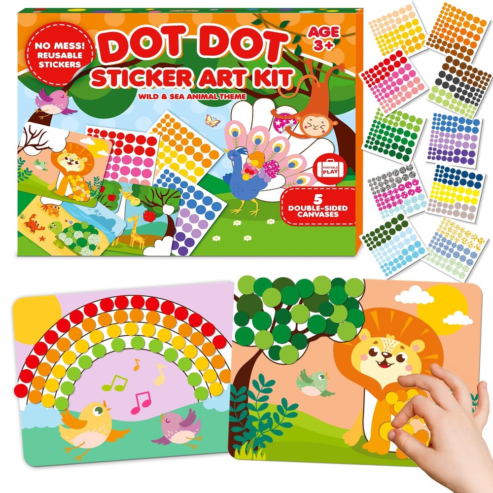 Insnug Dot Sticker Art Kit Activity - Dot It Animals No Mess Sticker Art for ...