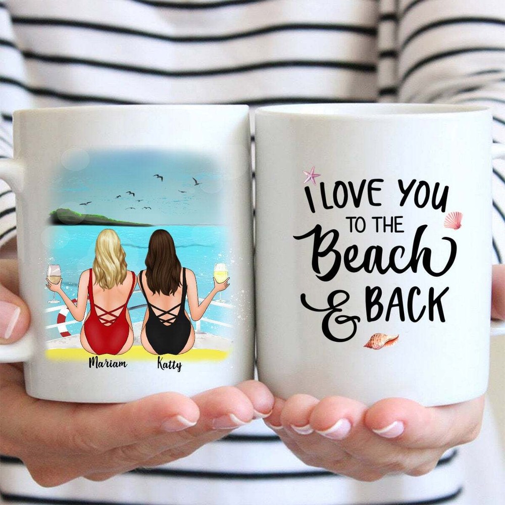 Bikini Girls With Drinks Best Friends Personalized Coffee Mug Gift For Best