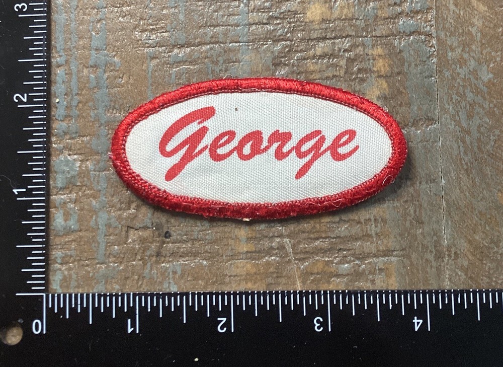 Vintage GEORGE Name Tag Work Shirt Job Uniform Printed Iron-On Patch Red