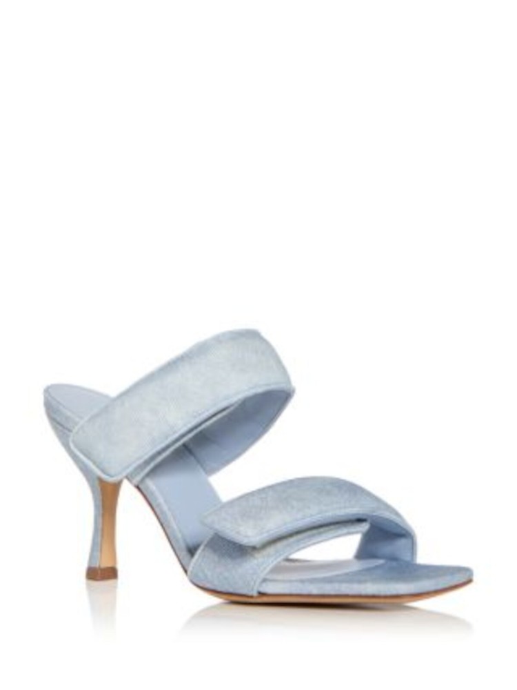 GIA BORGHINI Womens Light Blue Straps Alodie Square Toe Flare Heeled Sandal 39
