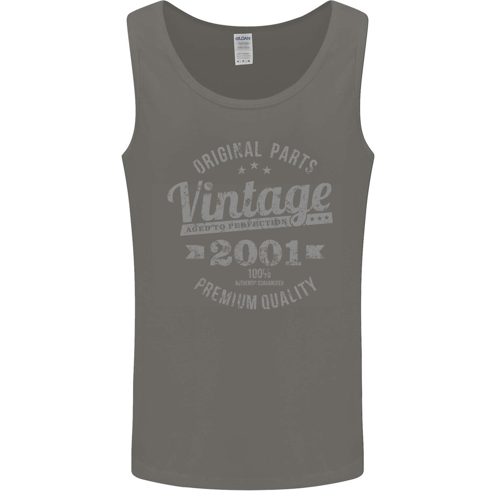 Vintage Year 24th Birthday 2001 Mens Vest Tank Top Charcoal
