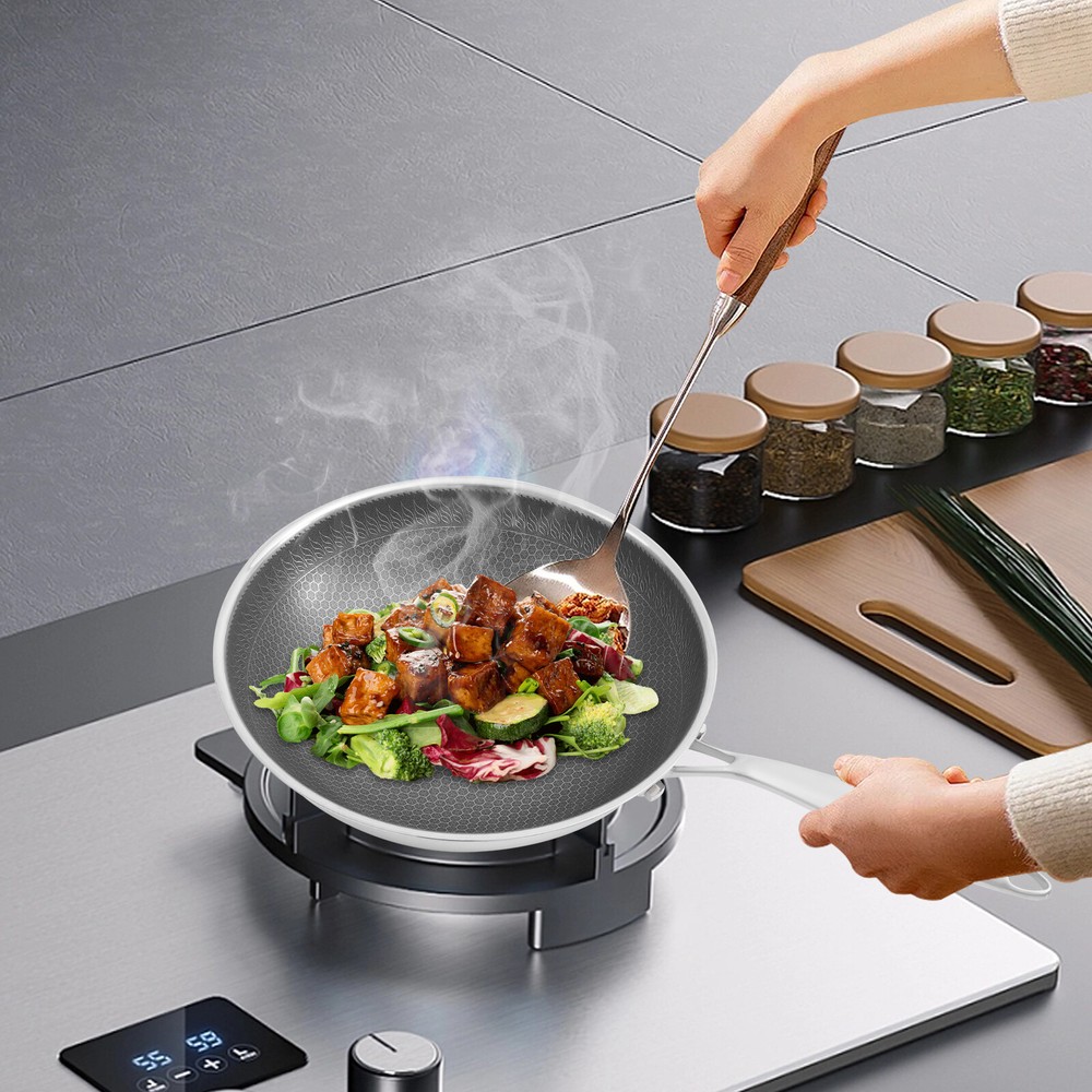 Stainless Steel Honeycomb Wok Frying Pan for Stir-Fry Cooking