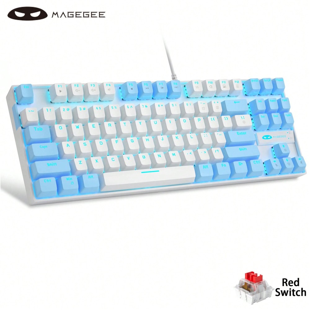 MageGee -Star 75% Mechanical Gaming Keyboard With Red Switch, LED Blue Backlit K