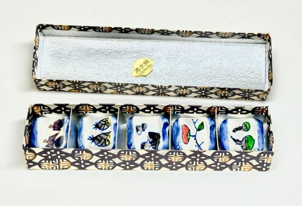 Kyoto Kiyomizu ware chopstick rest pottery set of 5 [enliven your Japanese