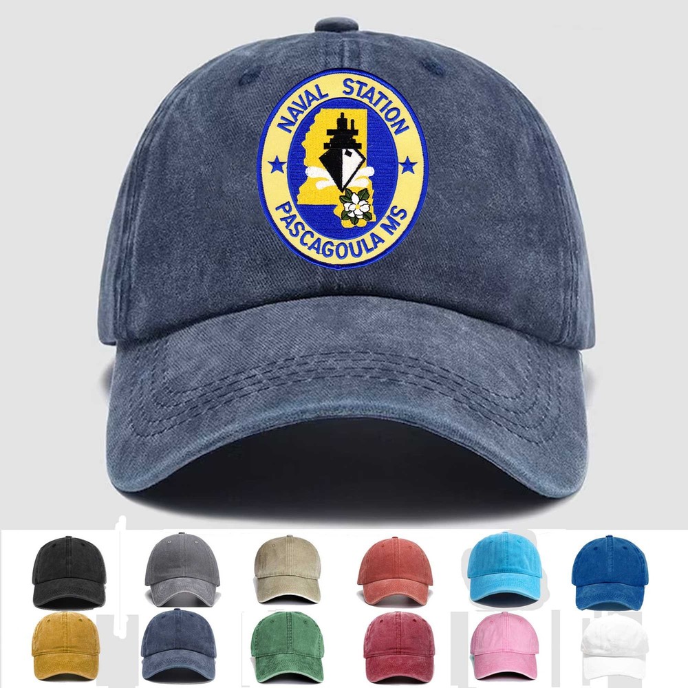 Custom Embroidered Hat Pascagoula Naval Station Mississippi, Veteran Cap, Gift