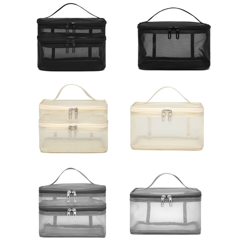 Double Layer Large Capacity Travel Cosmetic Toiletry Bag Portable