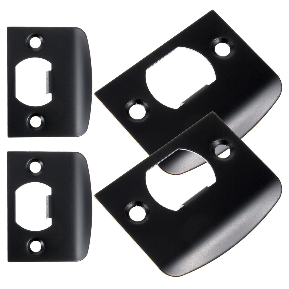 4-Piece Stainless Steel Door Lock Guide Travel Latch Strike Plate Black