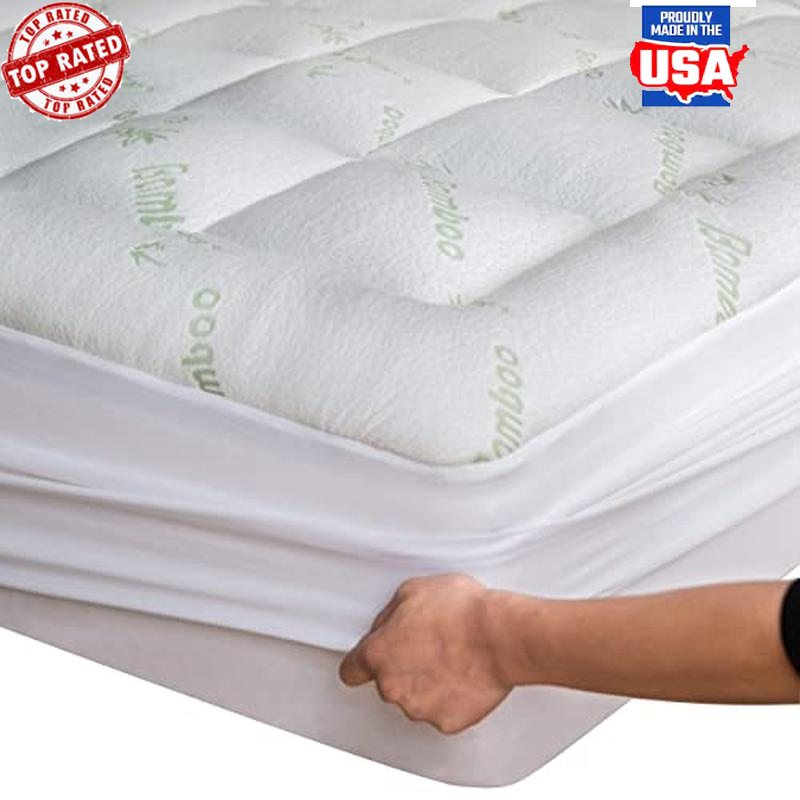 Bamboo Viscose Cooling Queen Mattress Topper Thick Pillow Top Pain Relief New