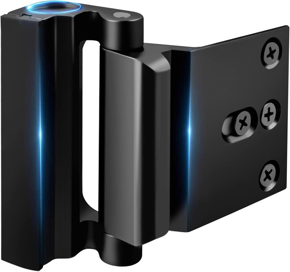 High-Security Black Door Lock Reinforcement - Childproof & Durable  