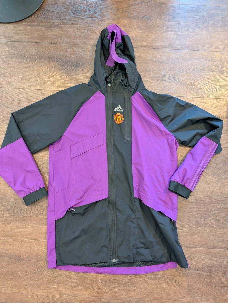 Manchester United Adidas Men's Size Large Purple Long Full Zip Jacket