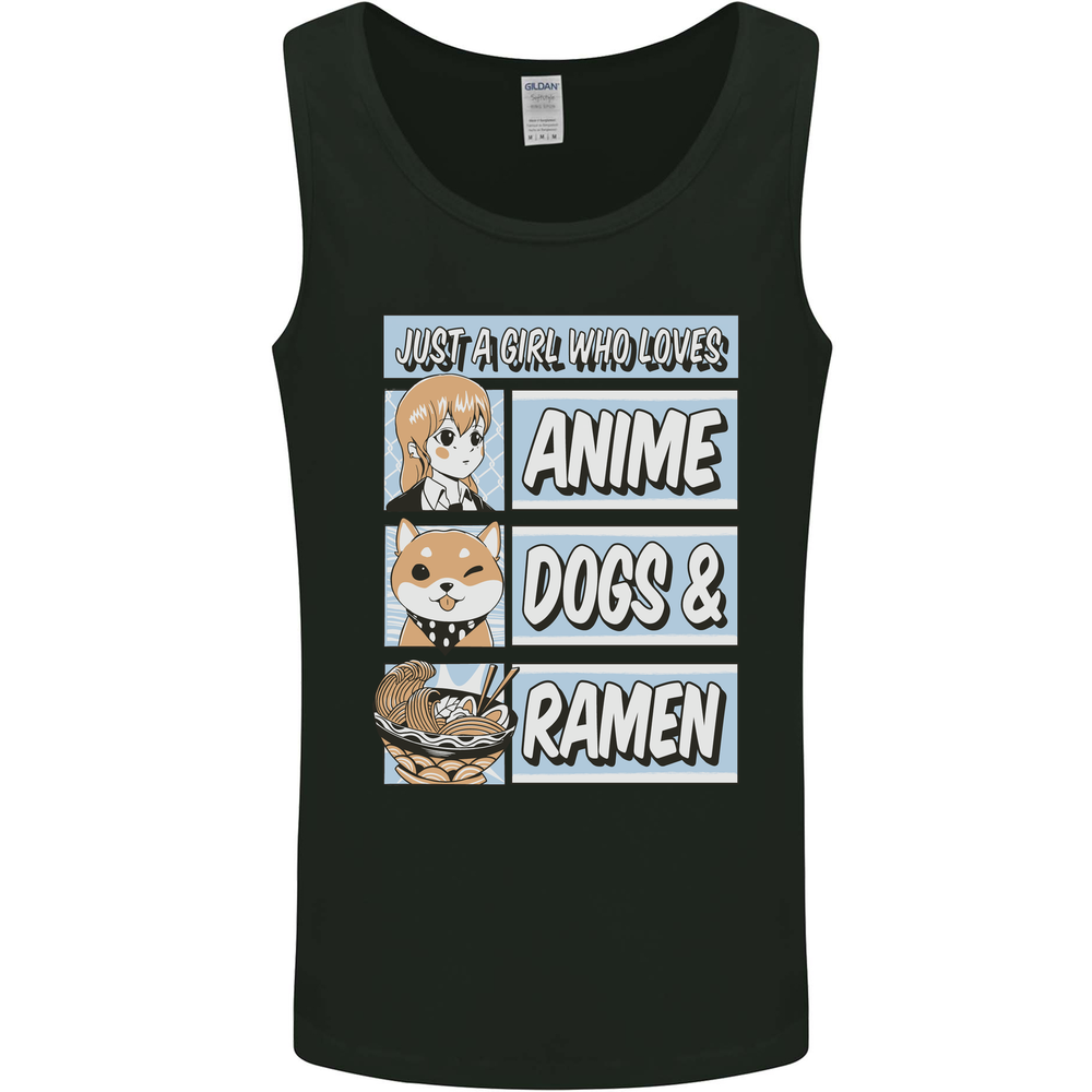 A Girl Who Loves Anime Dogs & Ramen Mens Vest Tank Top