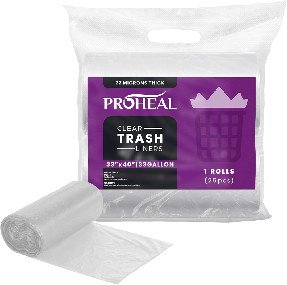 33 Gallon Trash Can Liners, 25 Count – Large Garbage Bags for Bedrooms, Offic...