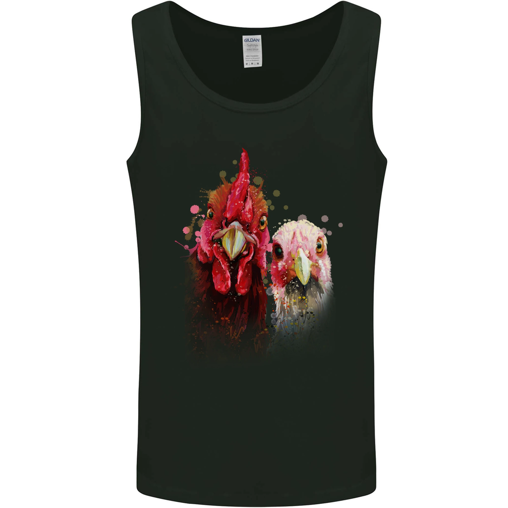 Two Colourful Chickens Watercolour Mens Vest Tank Top