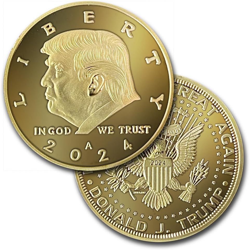 President Donald Trump Gold Challenge Coin 2024 with Certificate of Authenticity