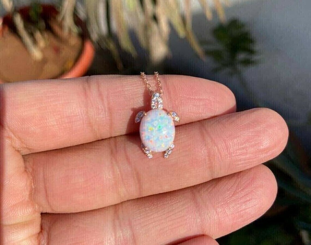 1.50 Ct Oval Cut Lab-Created Fire Opal Women Pendant 14k White Gold Plated