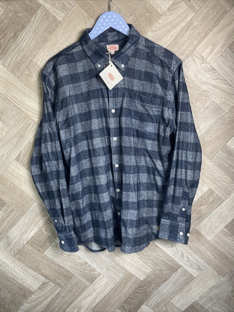ARMOR LUX HERITAGE CHECK OVERSHIRT SURCHEMISE - BLUE- MEDIUM RRP £110