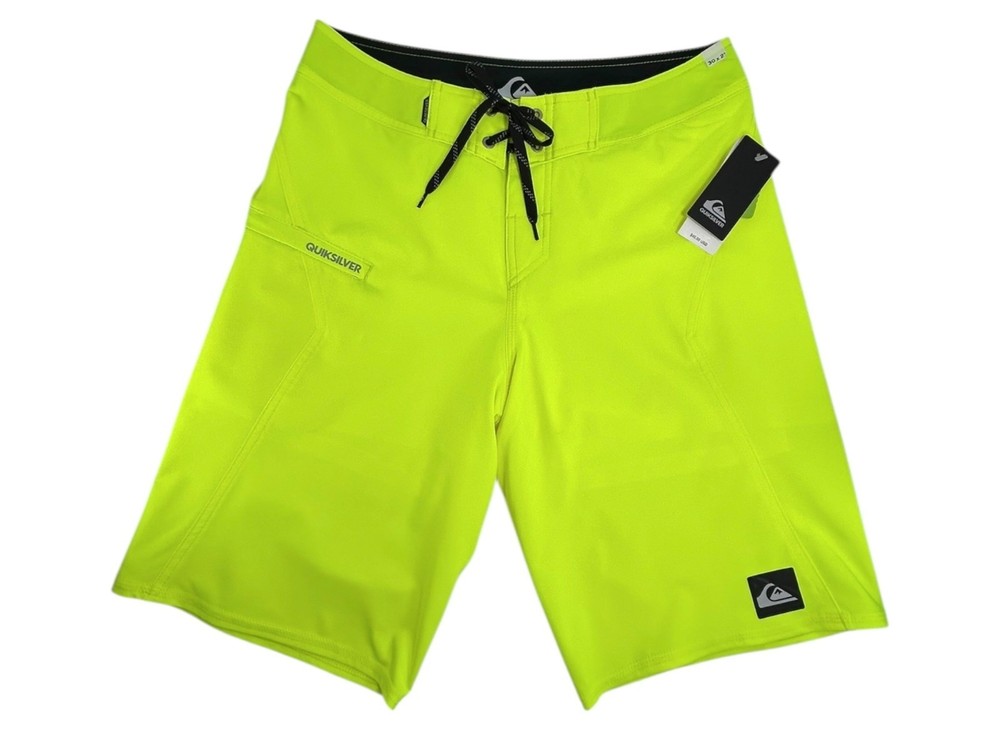 QUIKSILVER Everyday Kaimana Boardshorts 30” Neon Yellow Knee Length Lined Swim