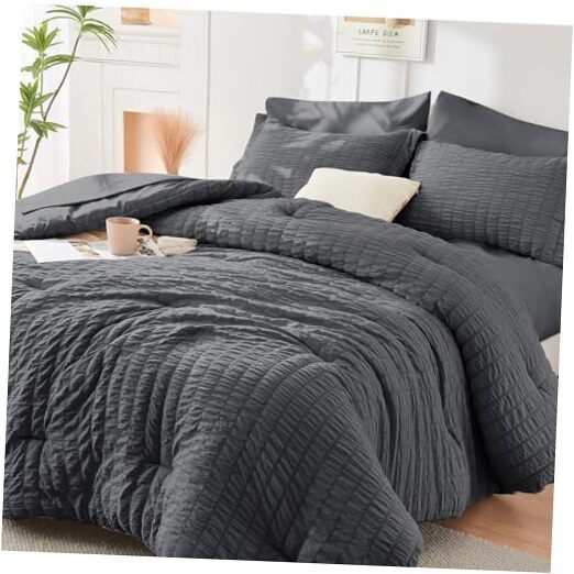Queen Comforter Set Seersucker 7 Pieces, All Queen(88