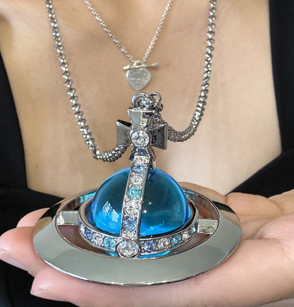 Vivienne Westwood Nana World Ends Ice Blue Orb Necklace With Box 103