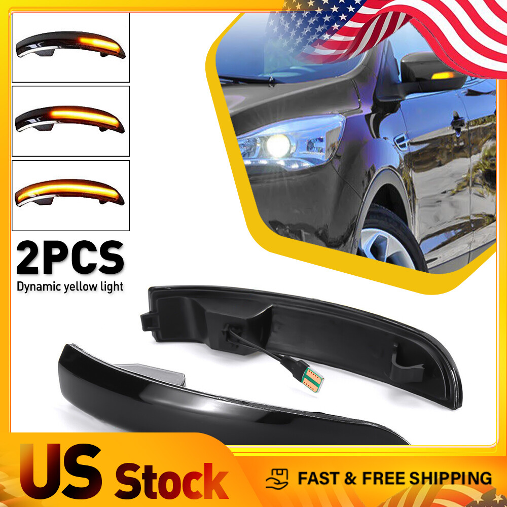 housing Smoked LED Side Mirror Amber Light Fit Lamp For Ford 2013-2018 ABS+PC