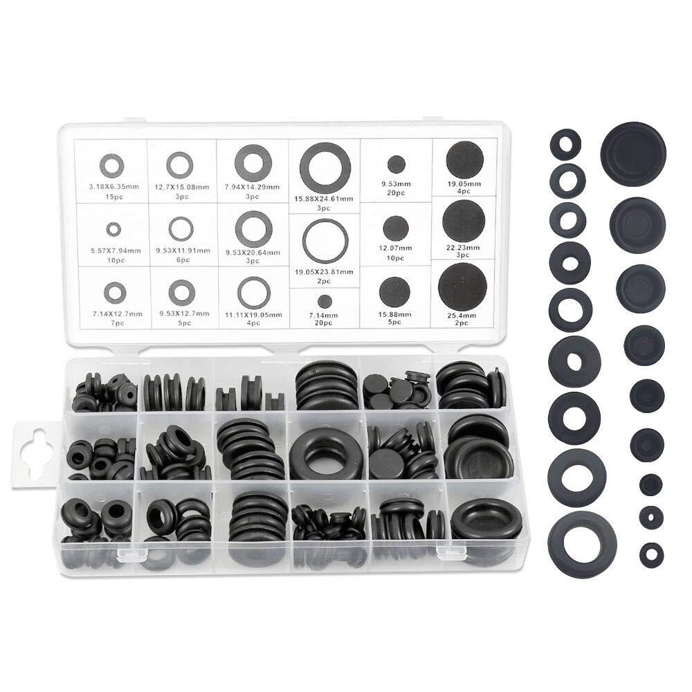 125pcs Rubber Grommet Kit with 18 Sizes for Firewall Hole Plugs and Wire Protection