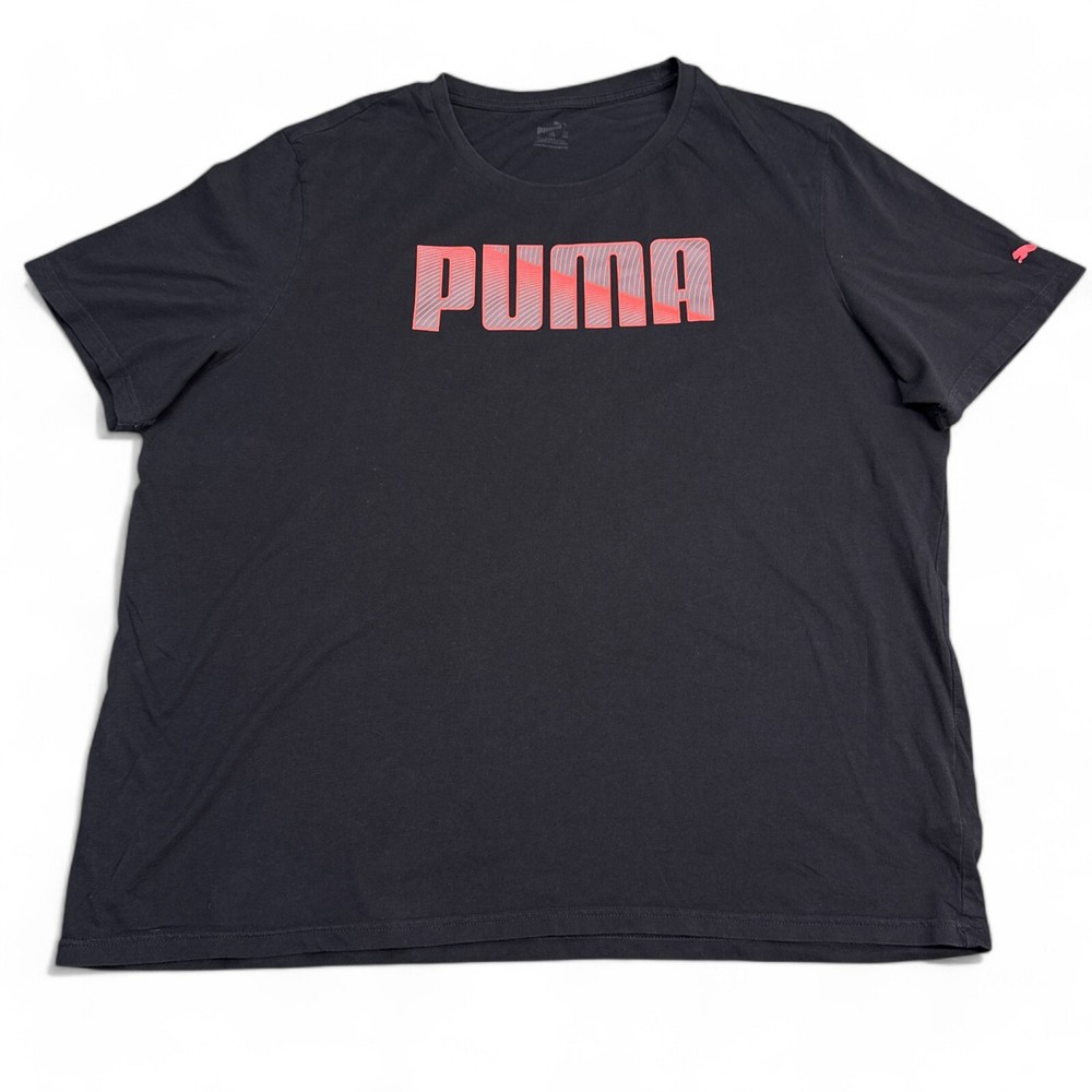 PUMA Big Logo Black Crew Neck Tee Shirt for Men Size 2XL XXL Athletic Activewear