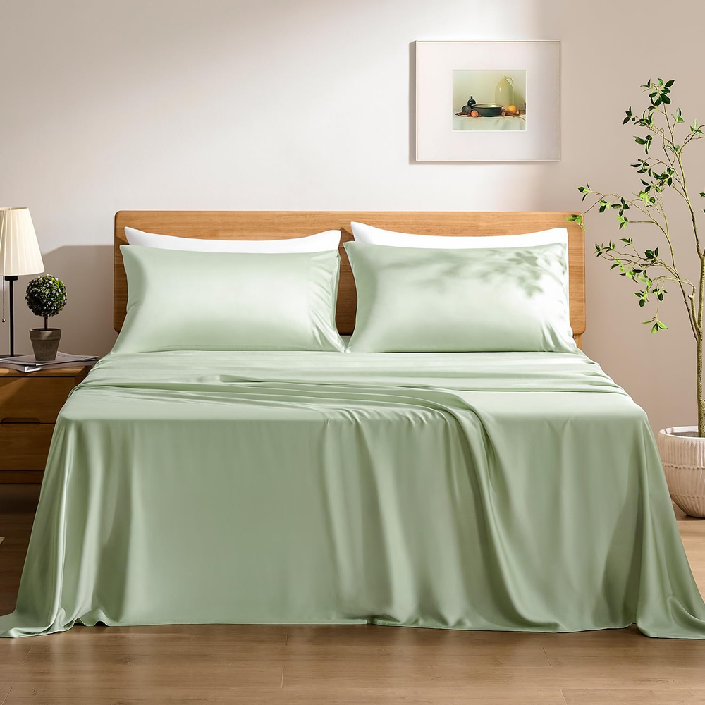TOSMO Luxury Cooling 4-Piece Bamboo Viscose Sheet Set for Breathable Comfort
