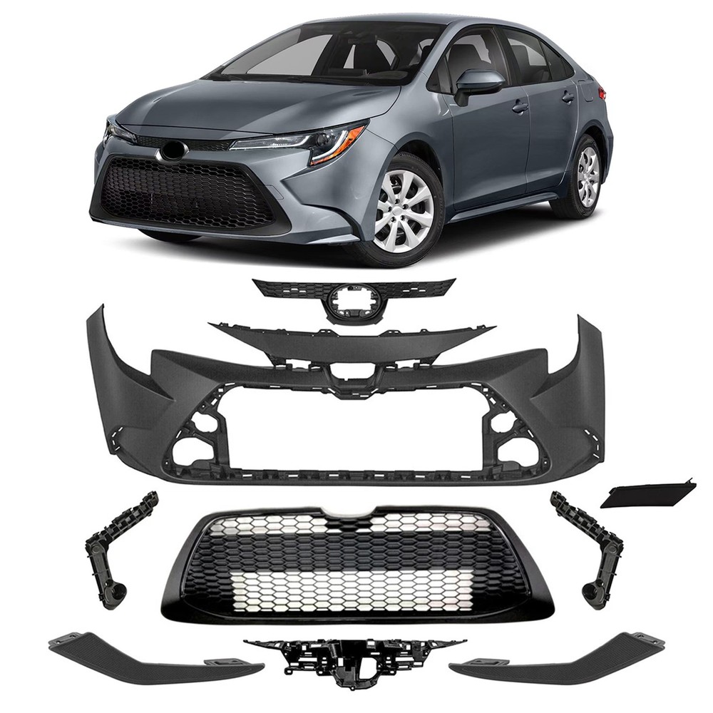 New Complete Front Bumper Cover & Grille Set Fits 2020-2022 Toyota Corolla LE