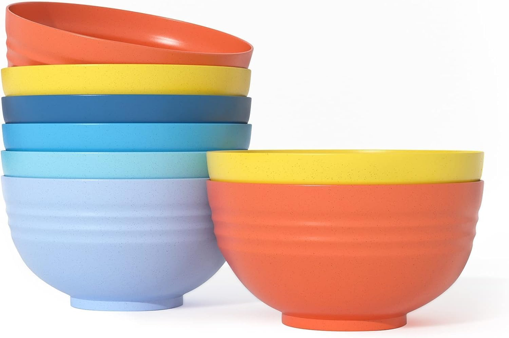 34 Oz Unbreakable Colorful Soup & Cereal Bowls Set of 8 for Kitchen