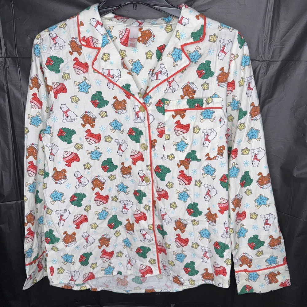 Wondershop Gingerbread House Polar Bear Cotton Long Sleeve Pajama Top