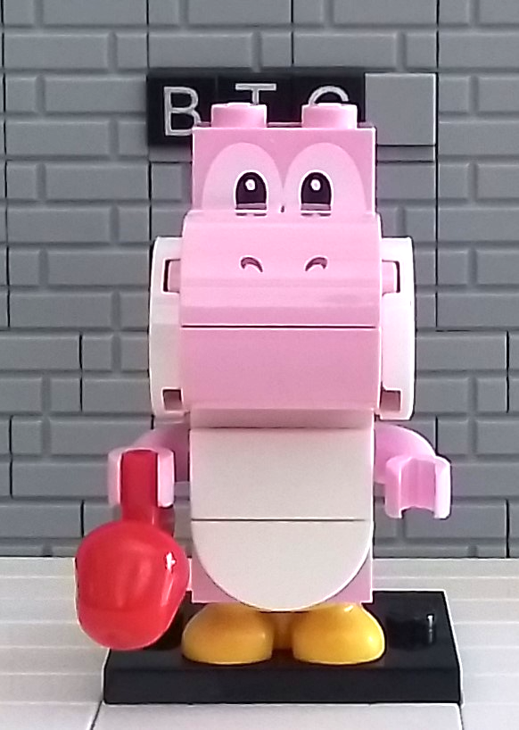 LEGO Super Mario Pink Yoshi with White Tile 1x2 Round Half Minifig New