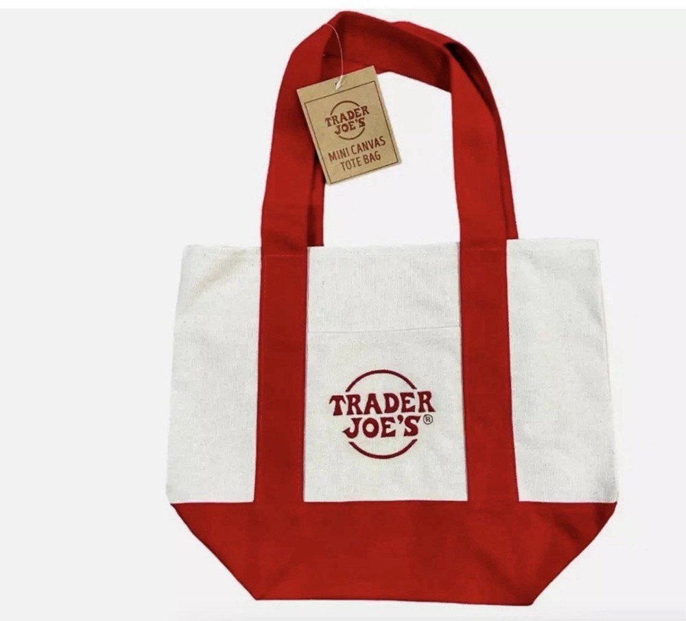 Trader Joe's Mini Canvas Tote Bag Original New Red