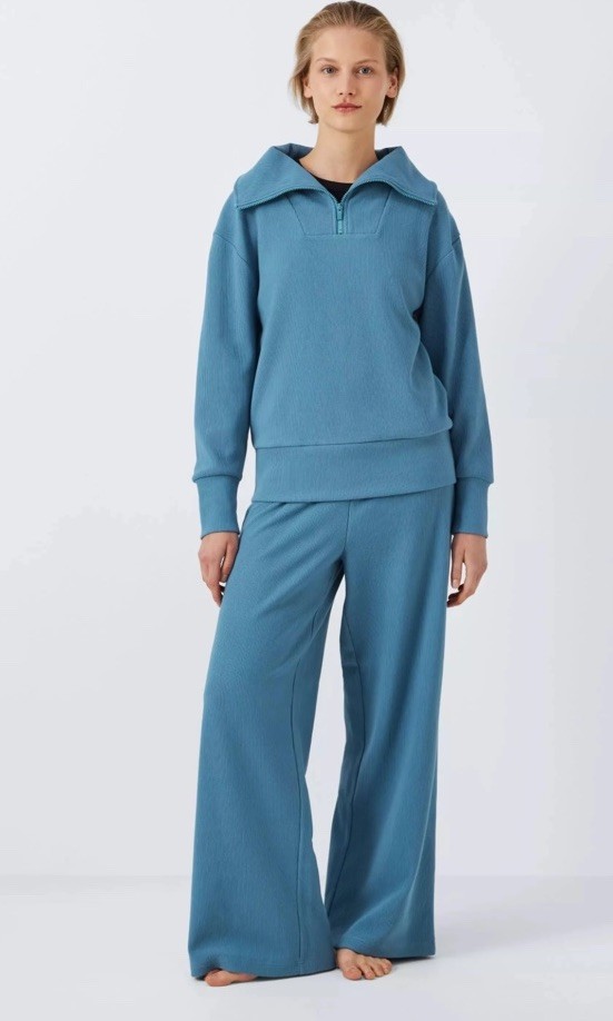 John Lewis Light Blue Ribbed Zip Lounge Set Size M  