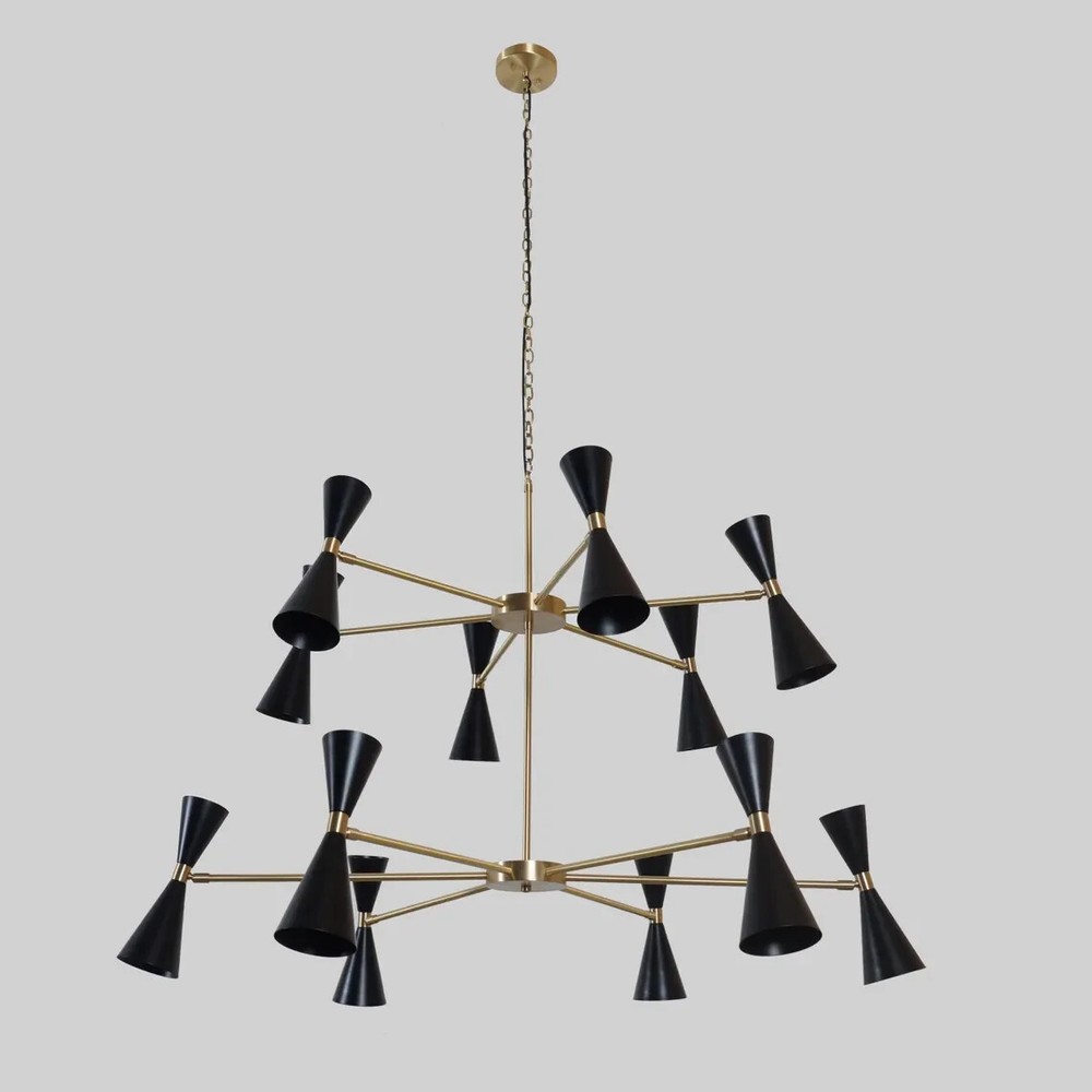 Italian Style Double Layer Twelve Arms Sputnik Light Brass Chandelier Ceiling-image