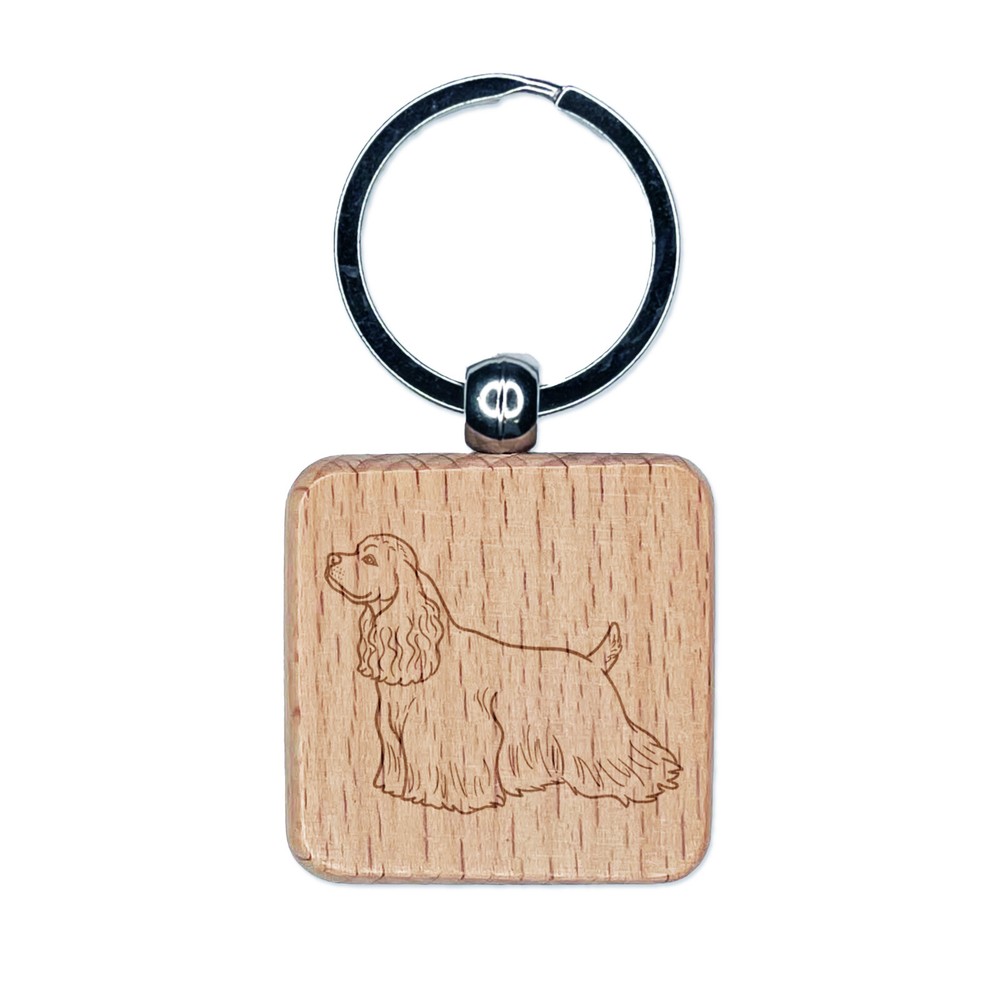 Cocker Spaniel Engraved Wood Keychain Tag for Dog Lovers
