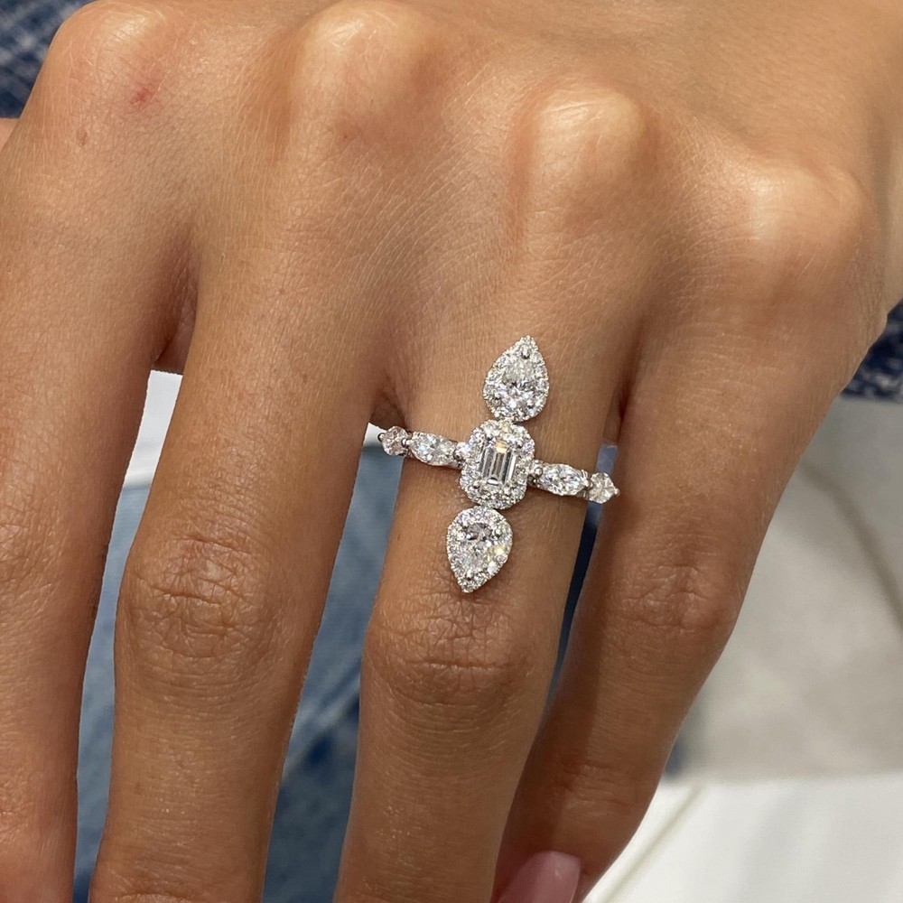 1.3ct TCW Fashion Ring White Gold 14K Lab Created Diamond F/VS GGL
