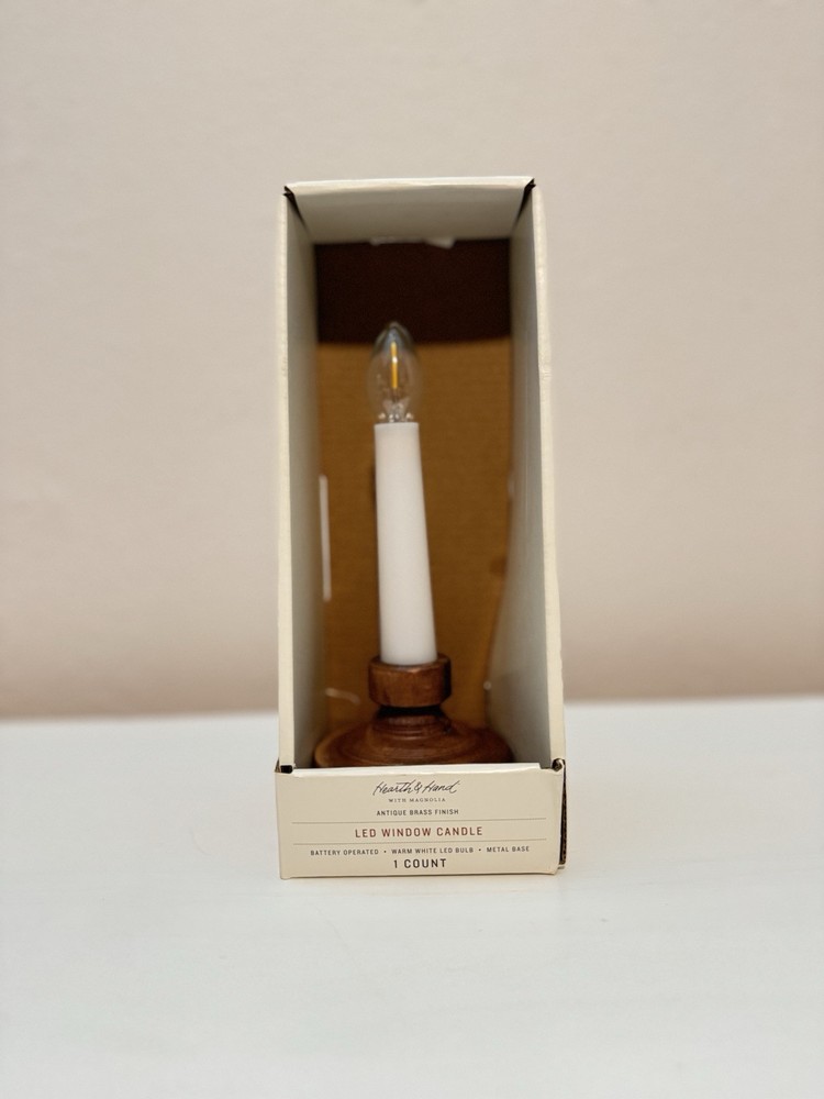 Flameless Timer Christmas Window Candle by Hearth Hand Magnolia - Wood Base  