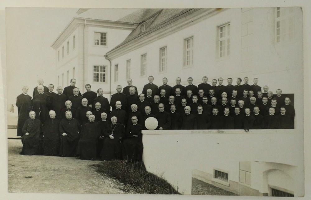 Vintage Postcard, Group of 70+ Catholic Priests in Cassocks ,  RPPC
