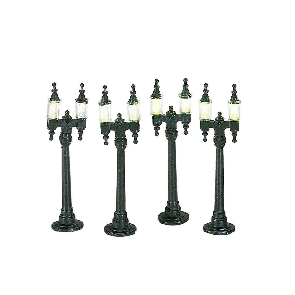 Double Street Lamps Outdoor Set of 4 Bright Lighting  