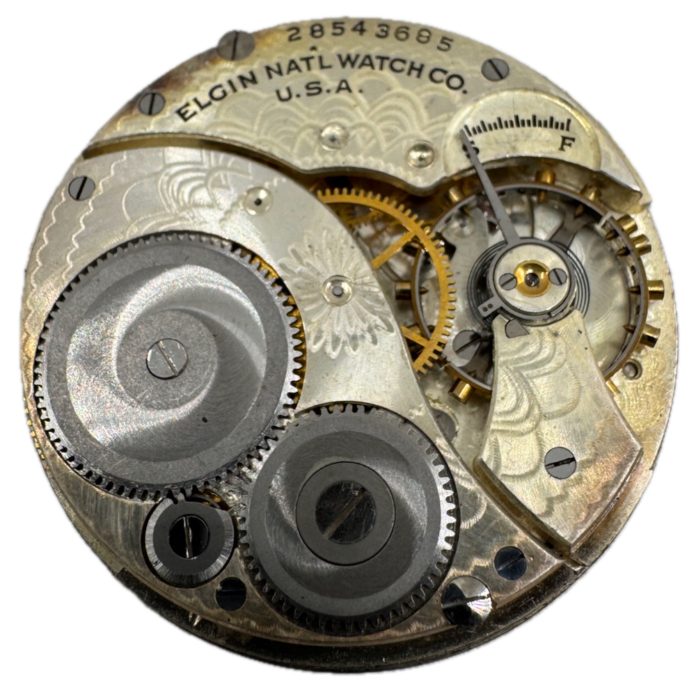 Vintage 12s 1926 Elgin Brushed 7 Jewel Mechanical Pocket Watch Movement 303 USA